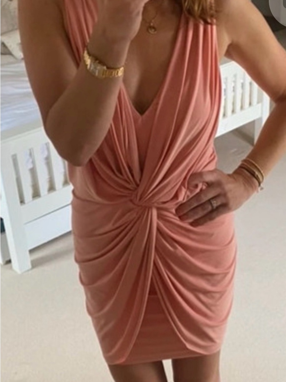 Misa Los Angeles Knotted Front Mini Dress in Dusty Rose